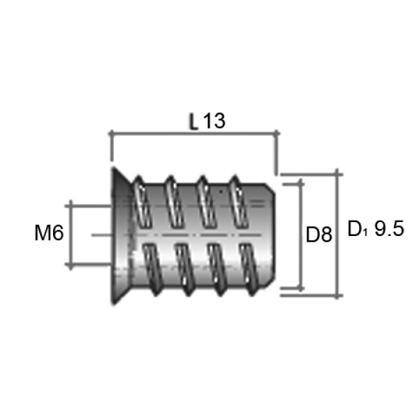 BU01 Муфта M6, D8x13 мм, цинк-2