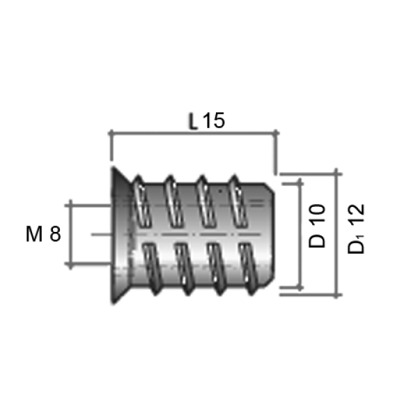 BU05 Муфта М8, D10x15, цинк-6