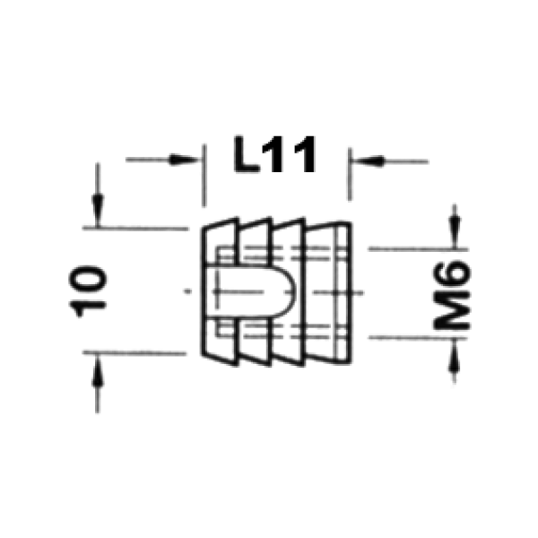 BU18 Муфта M6, D10x11 мм, пластик (в ленте 22 шт.)-4