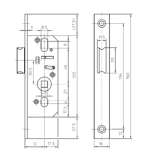 3284820 Защелка дверная KFV 68\F16\25\8-2