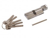 Цилиндр профильный ELEMENTIS 40(ключ)/40(ручка) ЦАМ, 5 перфорированных ключей, никелированный