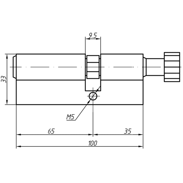 Цилиндр профильный MAXBAR с круглой ручкой 35 (ручка C)/65 (ключ),никелированный-3