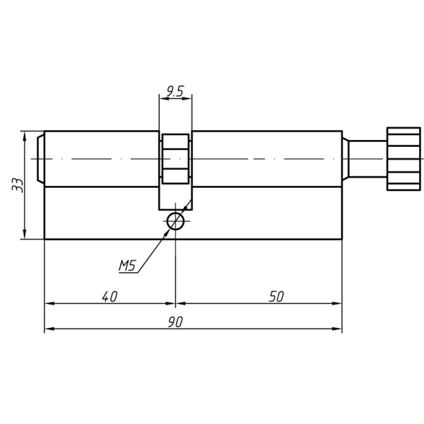 Цилиндр профильный MAXBAR с круглой ручкой 50 (ручка C)/40 (ключ)-2