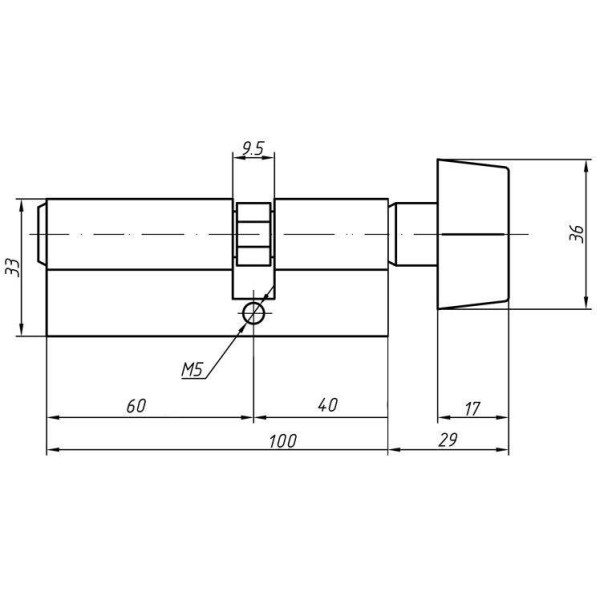 Цилиндр профильный MAXBAR с плоской ручкой CVG/K 40(ручка)/60(ключ),никелированный-4