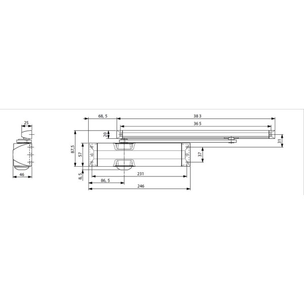 Доводчик dormakaba  TS-90 Impulse EN3/4, Белый RAL9016 с тягой-1