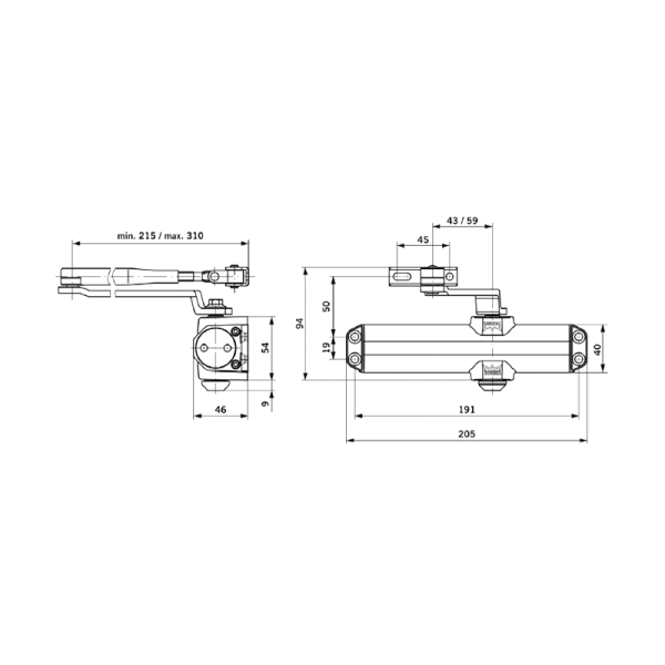Доводчик MAXBAR 100 Size2/3/4 с тягой, Темно-коричневый-1