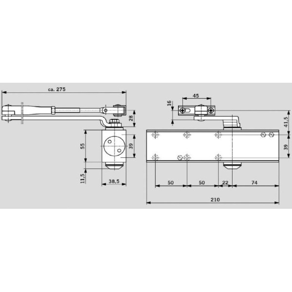 Доводчик MAXBAR 200 EN2/3/4/5, с тягой, Белый RAL9016-1