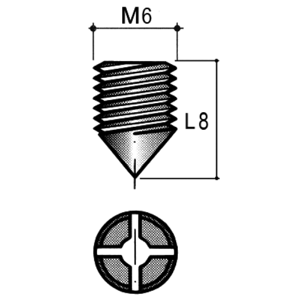 GR06 Винт М6 для стяжки конической BO04/BO05, L=8 мм, сталь, цинк. покр., крест-7