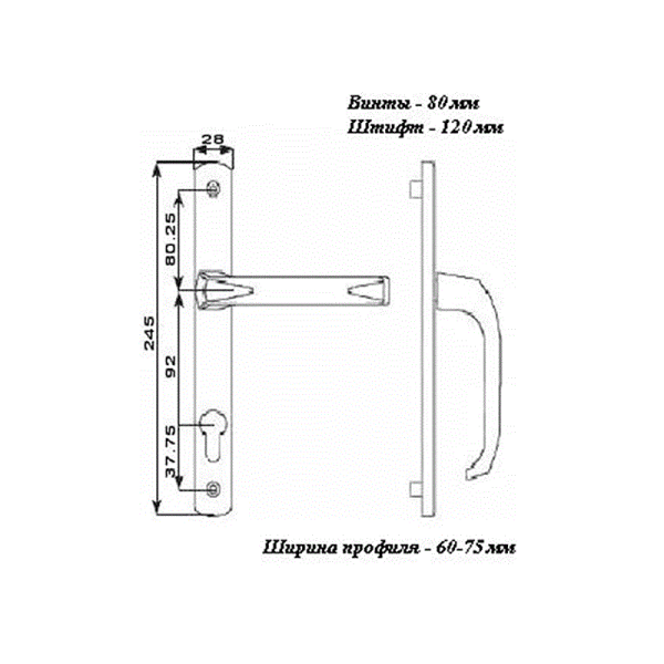 Гарнитур нажимной Elementis DENIZ подпружиненный 28/92 Черный RAL9005-1