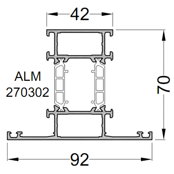 Импост оконно-дверной ALUMARK 92 /42 мм 6м Белый RAL9016
