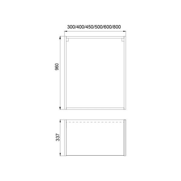 Корпус навесной 40*34*96 высокий, 2 полки-2