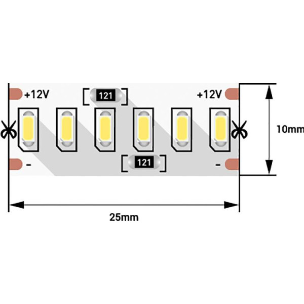 Лента светодиодная 3014/240, 12V, 5м, нейтральный белый 4000К, IP20, 24W/м-4