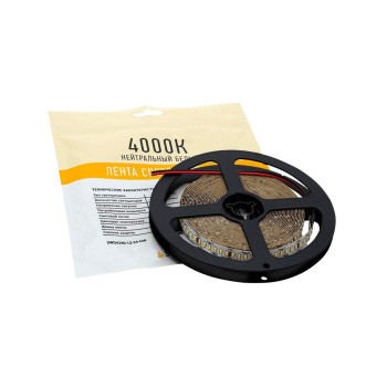 Лента светодиодная 3014/240, 12V, 5м, нейтральный белый 4000К, IP20, 24W/м