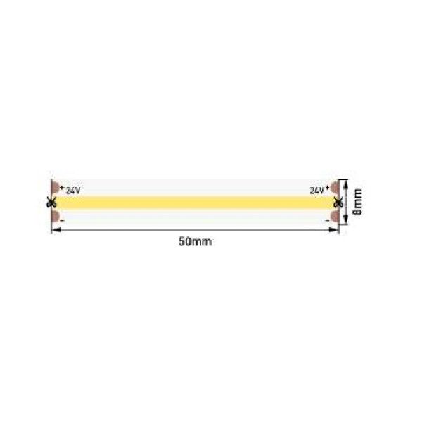 Лента светодиодная COB/480, 24V, 5м, нейтральный белый 4000К, IP20, 13.5W/м-2