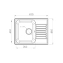 Мойка врезная с крылом GF-QUARZ (Z13) 62х48см, цвет черный, кварц