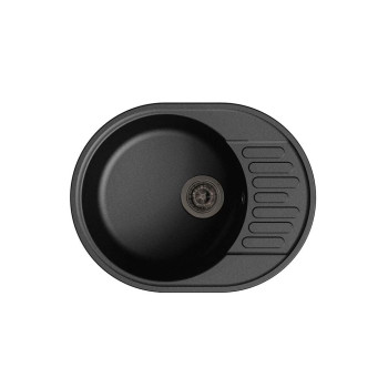 Мойка врезная с крылом GF-QUARZ (Z58) 62х48см, цвет черный, кварц