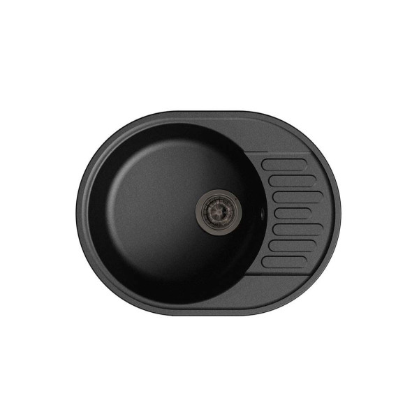 Мойка врезная с крылом GF-QUARZ (Z58) 62х48см, цвет черный, кварц