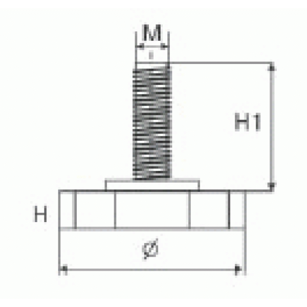 PI01 Опора регулируемая, М6, L=20 мм, сталь, черная.-2