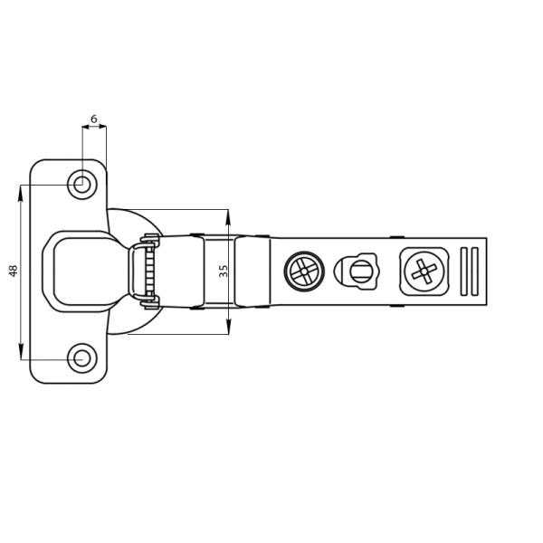 Петля Firmax для угловых дверей 30° Click-on Soft-Close, угол открывания 100°,48мм,шуруп-2