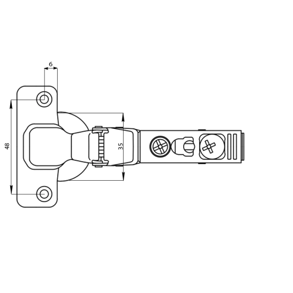 Петля для вкладных дверей Firmax Click-on Soft-Close, угол открывания 100°, 48мм-2