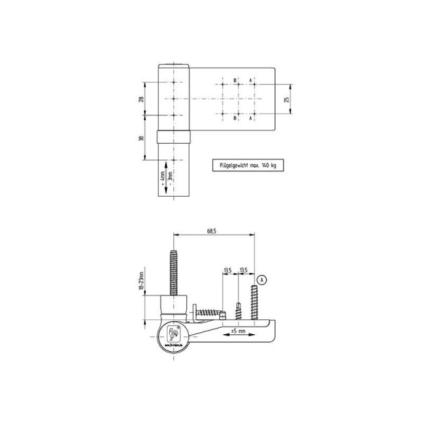 Петля Maxbar KT-N наплав 18-23мм Белый RAL9016-1