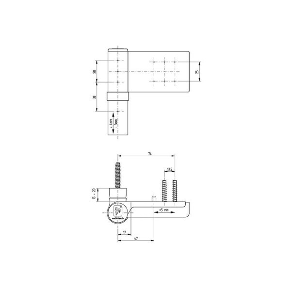 Петля Maxbar KT-V наплав 15-20 мм, Белый RAL9016-1