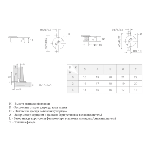 Петля для накладных дверей Firmax Smartline,Clip On, Soft-Close, угол открывания 105°, 45мм, чашка 35 мм-2