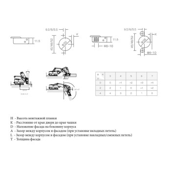 Петля для вкладных дверей Firmax Smartline, Clip On,Soft-Close,угол открывания 155°, 48мм, 35 мм чашка