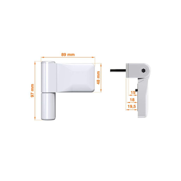 Петля дверная ELEMENTIS серия IQ Mini 16-19 мм, Белый RAL9016-2