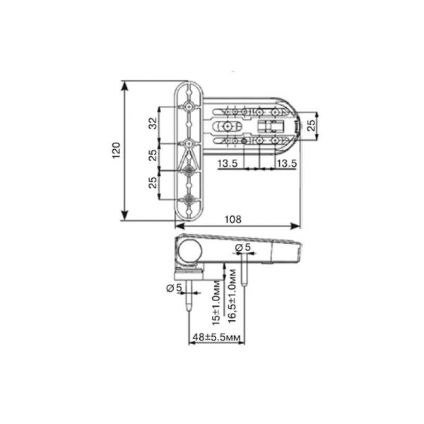 Петля дверная Elementis 16,5-19/108-48 Белый RAL9016-5
