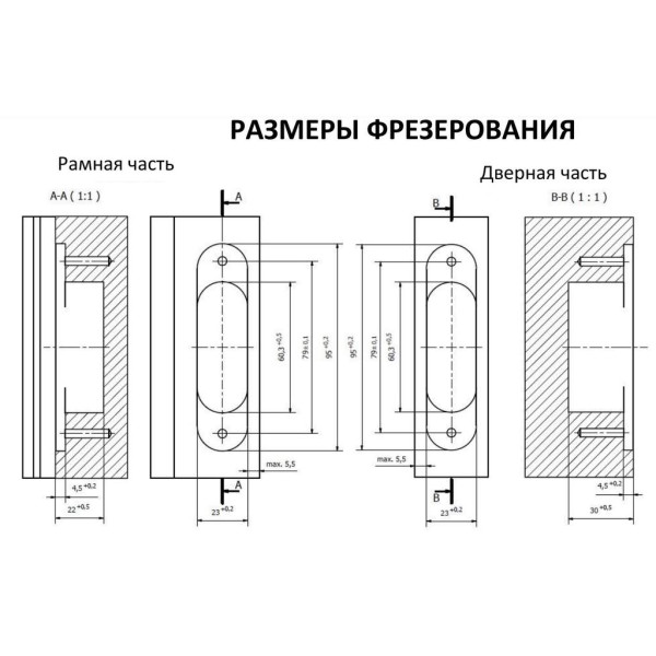 Петля дверная скрытая универсальная, 3D, 95x23 мм, 60 кг, цама, хром сатин., с 4 пласт. колпачками-8