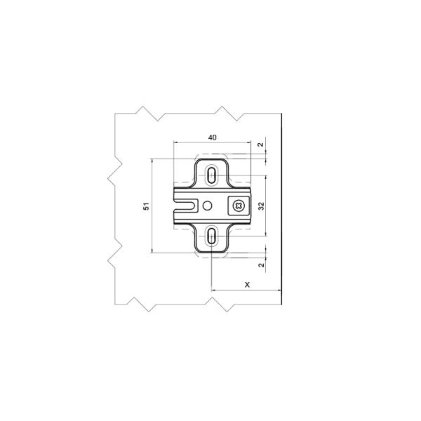 Планка монтажная Firmax для петель серии Slide-on, H=4, шуруп-1