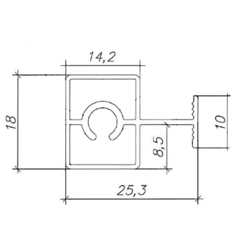 Планка средняя под крепеж Classic Slim, алюминий, L=5800 мм, черный муар.