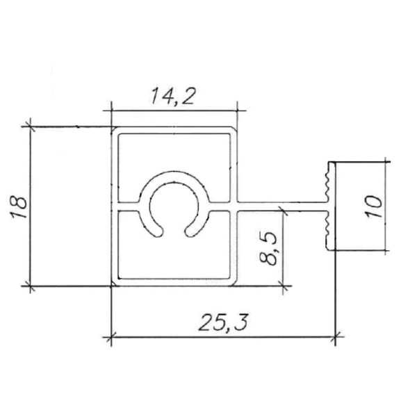 Планка средняя под крепеж Classic Slim, алюминий, L=5800 мм, черный муар.