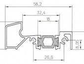 Порог алюминиевый для ПВХ дверей утепленный, (58х24 мм), 6м