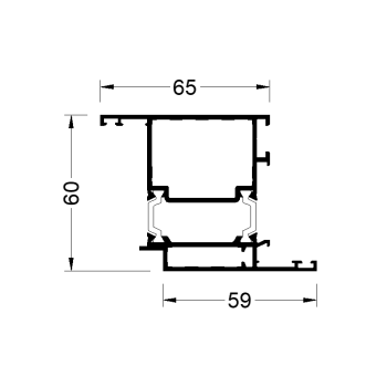 Профиль дверной створки Z ALUMARK 59/65 мм 6.5м RAL9016