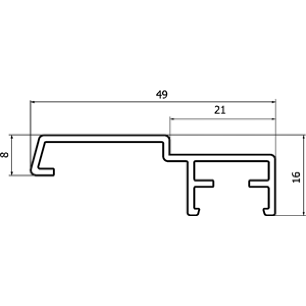 Профиль на штульп АЛЮСТАРТ (P6022/1), длина 5.8 м, алюминий, неокрашенный