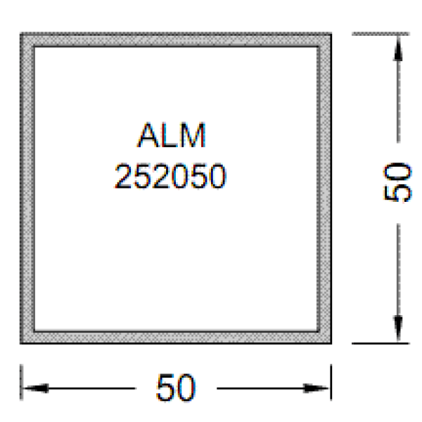 Профиль прямоугольной трубы ALUMARK 50/50 мм 6м неокрашенный