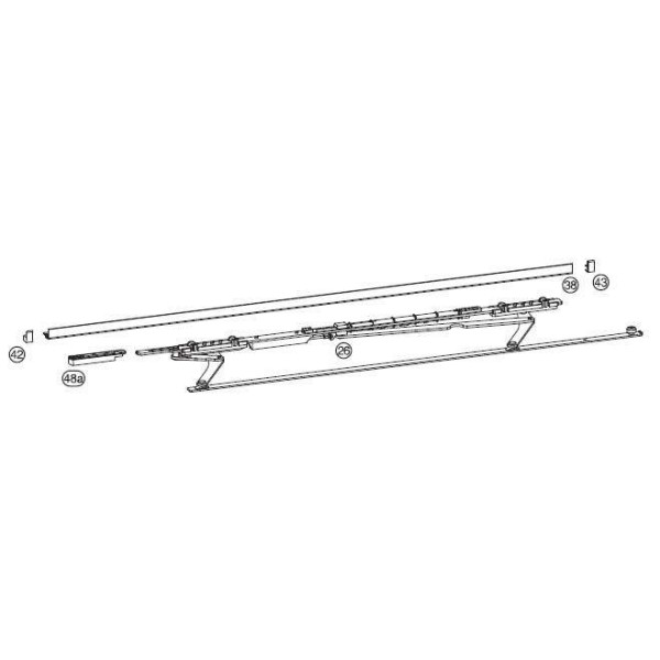 Ножницы+направляющая на створке Internika SP 1251-1650 правый, серебро