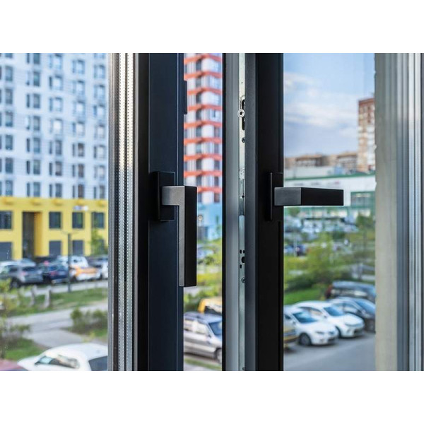 Ручка оконная Internika DUBLIN 35 мм, алюминиевая, 2 винта, черный матовый RAL9005M (45°)-2