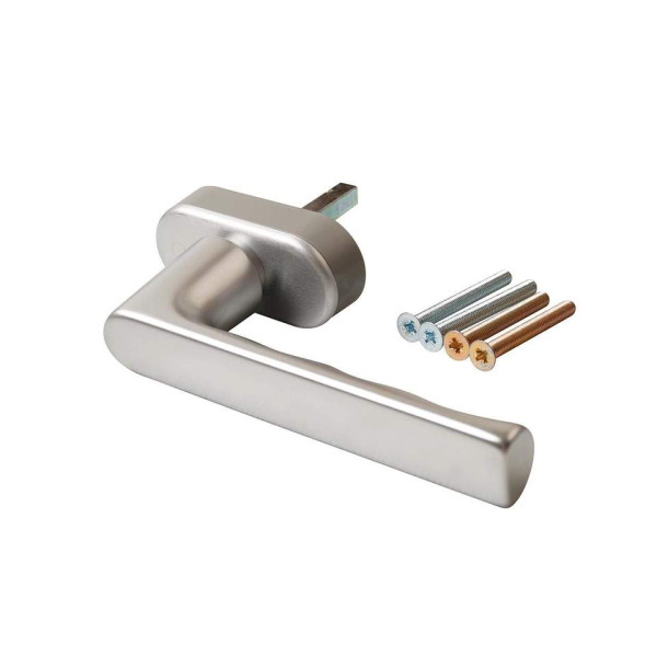 Ручка оконная алюминиевая  HOPPE Hamburg SecuForte, штифт vario fit 32-42 мм, 45°, 2 винта М5х45,  2 винта М5х50, серебро-4