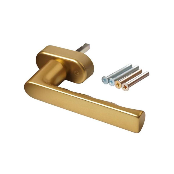 Ручка оконная алюминиевая  HOPPE Hamburg SecuForte, штифт vario fit 32-42 мм, 45°, 2 винта М5х45,  2 винта М5х50, золото-4