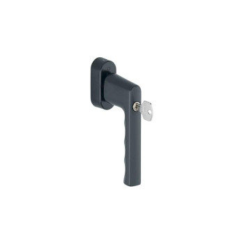 Ручка оконная алюминиевая с ключом HOPPE Hamburg SecuForte , штифт vario fit 32-42 мм, 45°, 2 винта М5х45,  2 винта М5х50, черный матовый
