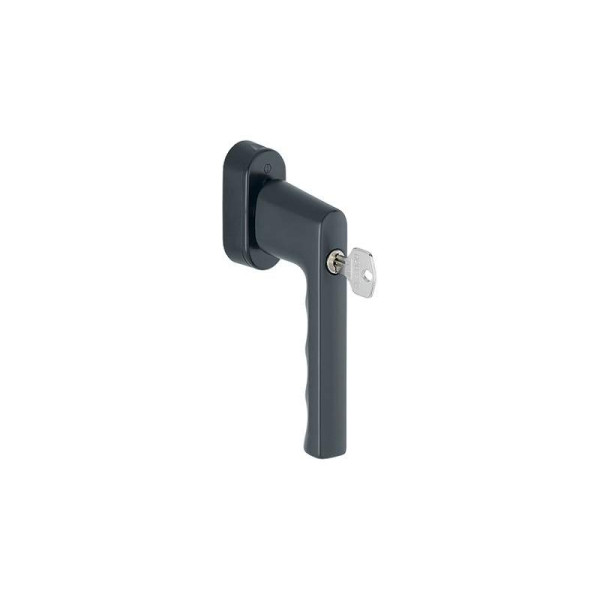 Ручка оконная алюминиевая с ключом HOPPE Hamburg SecuForte , штифт vario fit 32-42 мм, 45°, 2 винта М5х45,  2 винта М5х50, черный матовый