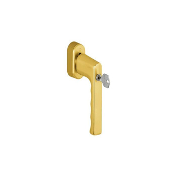 Ручка оконная алюминиевая с ключом HOPPE Hamburg SecuForte , штифт vario fit 32-42 мм, 45°, 2 винта М5х45,  2 винта М5х50, золото