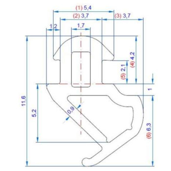 Уплотнитель совместим с профилем KBE 228 (рама, створка), EPDM, чёрный