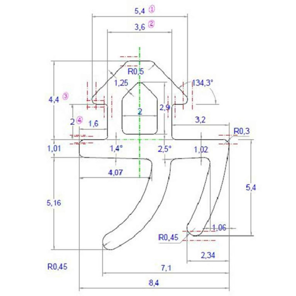 Уплотнитель совместим с профилем REHAU 952 (рама, створка), EPDM, чёрный