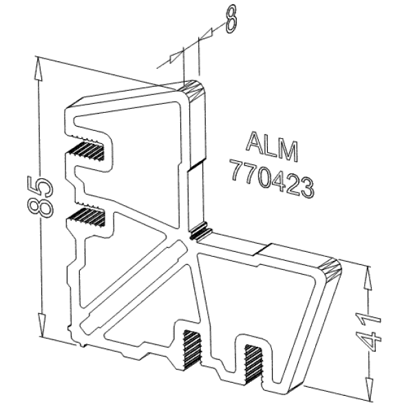 Соединитель угловой наруж ALUMARK 8мм для ALM270180\181\283\284\287-4