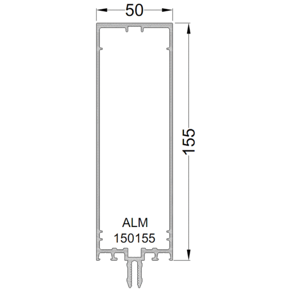 Стойка и ригель ALUMARK 155 мм 6м Белый RAL9016