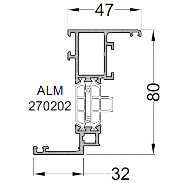 Створка оконная ALUMARK 32/47 мм 6м Белый RAL9016